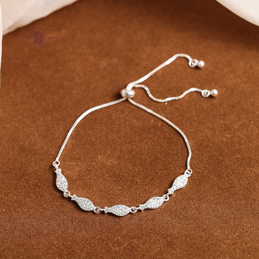 Lắc Tay Dây Rút Charm Con Cá Đính Đá - Little Fish Sterling Silver Bracelet 1312VTH