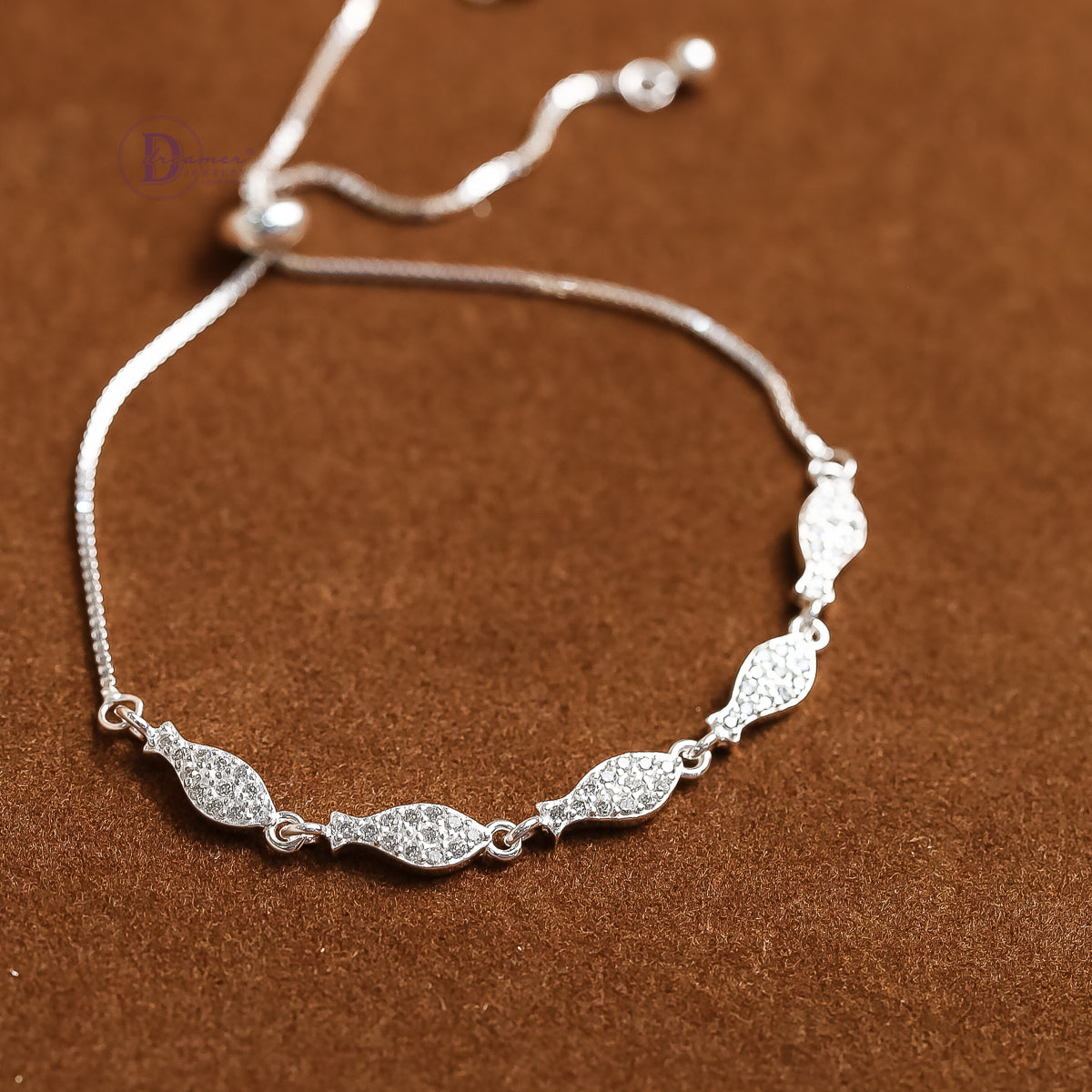 Lắc Tay Dây Rút Charm Con Cá Đính Đá - Little Fish Sterling Silver Bracelet 1312VTH
