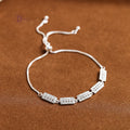 Lắc Tay Dây Rút Mặt Đính Đá Chữ Nhật Sang Trọng 1286VTH - Rectangle Pattern Sterling Silver Bracelet