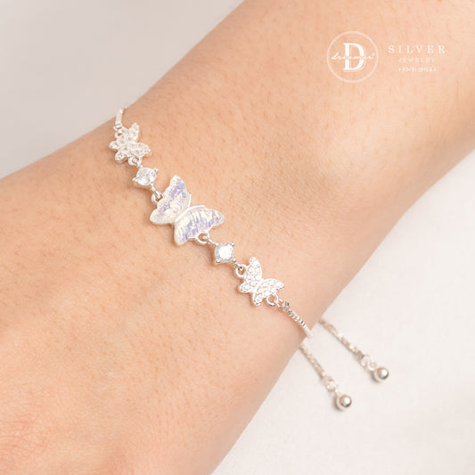 Butterfly Adjustable Silver Bracelet - Sterling Silver Bracelet For Women