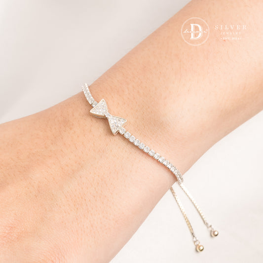 Tuxedo Bow Silver Adjustable Bracelet