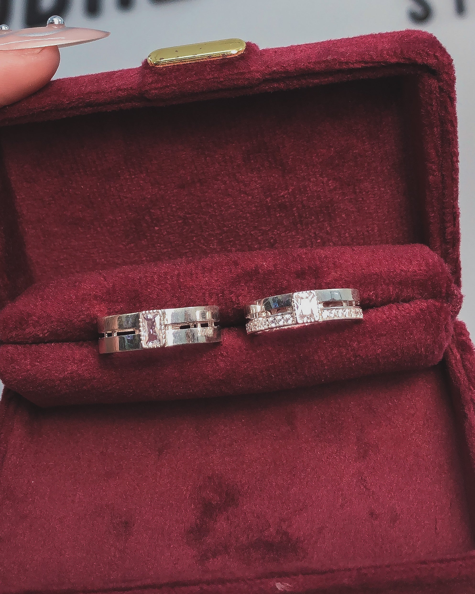 Nhẫn Cặp Bản Statement 2 Line Đá Chủ Baguette - Sterling Silver Couple Rings 2727NH