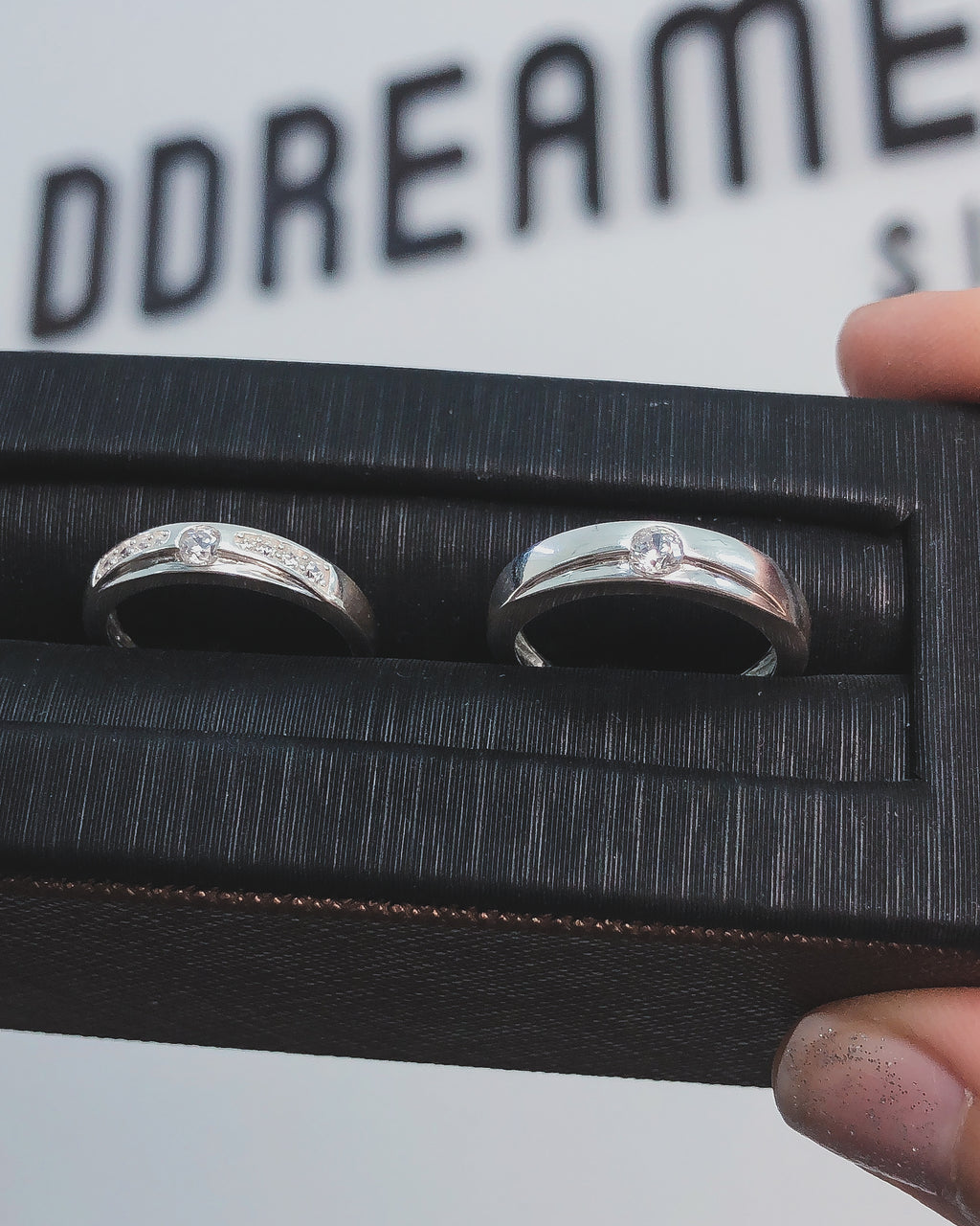 Nhẫn Cặp Đính Đá 2 Line Đá Tròn - Sterling Silver Couple Rings 2724NH