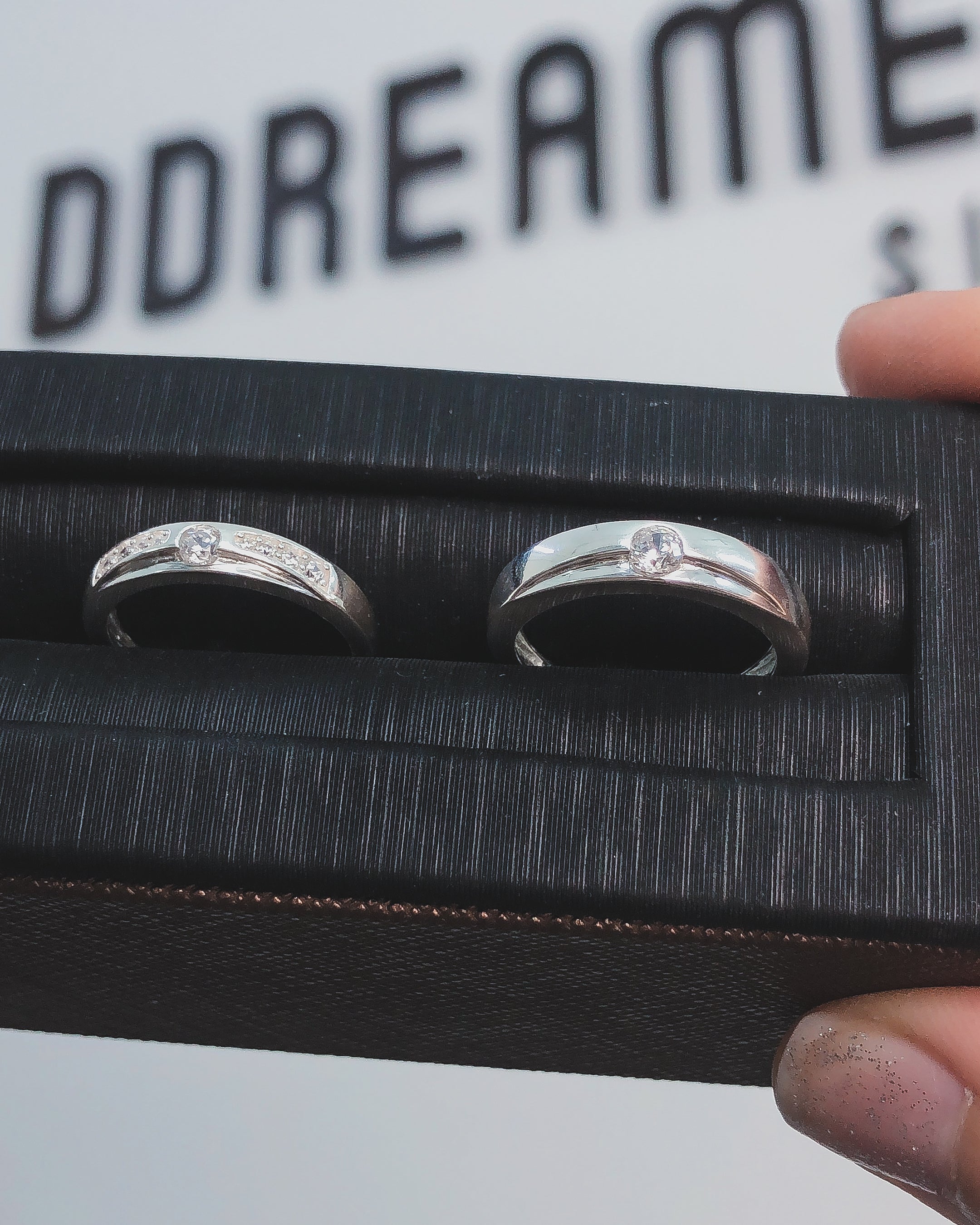 Nhẫn Cặp Đính Đá 2 Line Đá Tròn - Sterling Silver Couple Rings 2724NH