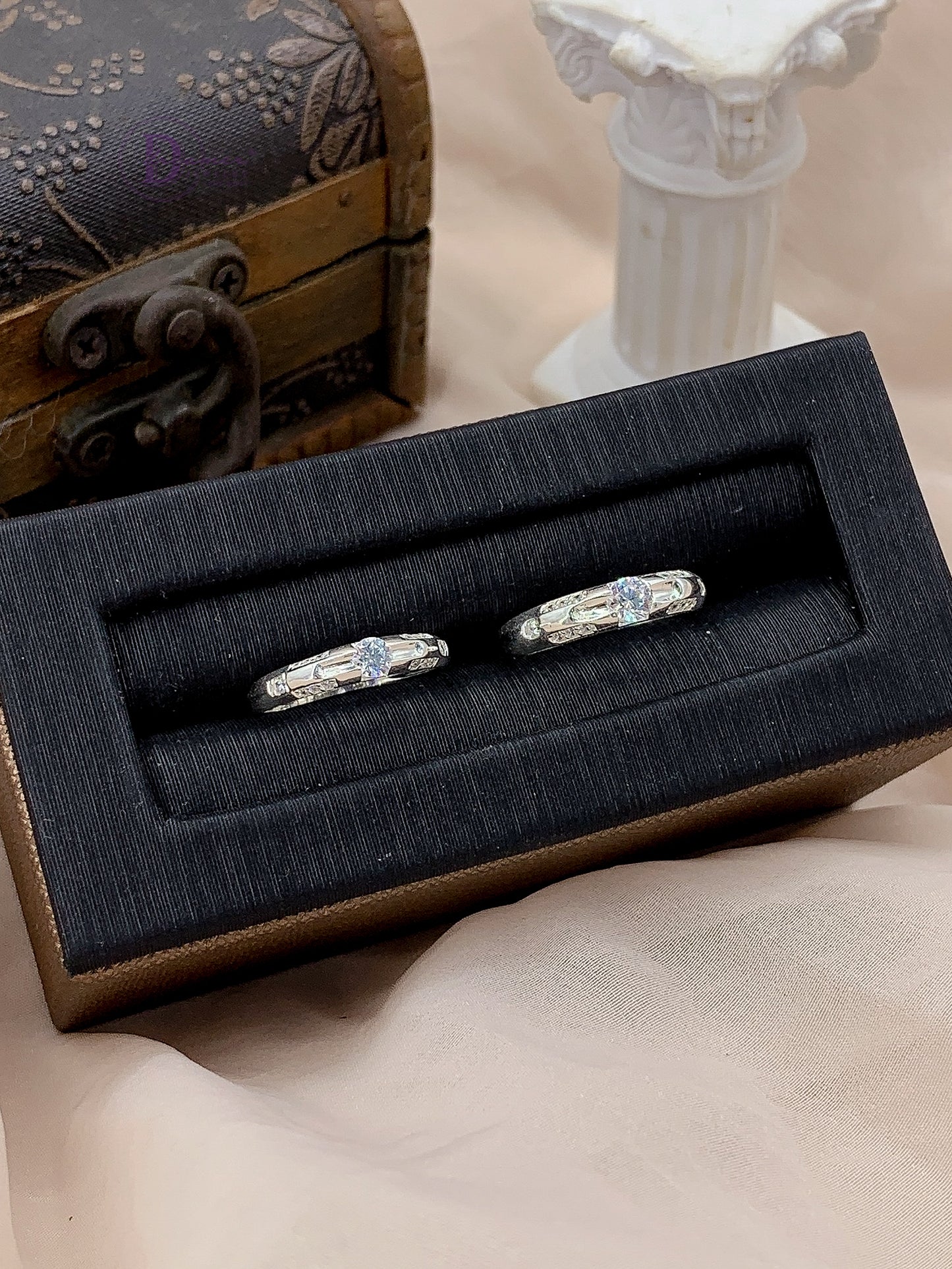 Nhẫn Cặp Stone Galaxy Bản Đính Đá & 1 Viên Đá Chủ - Sterling Silver Couple Rings 2723NH