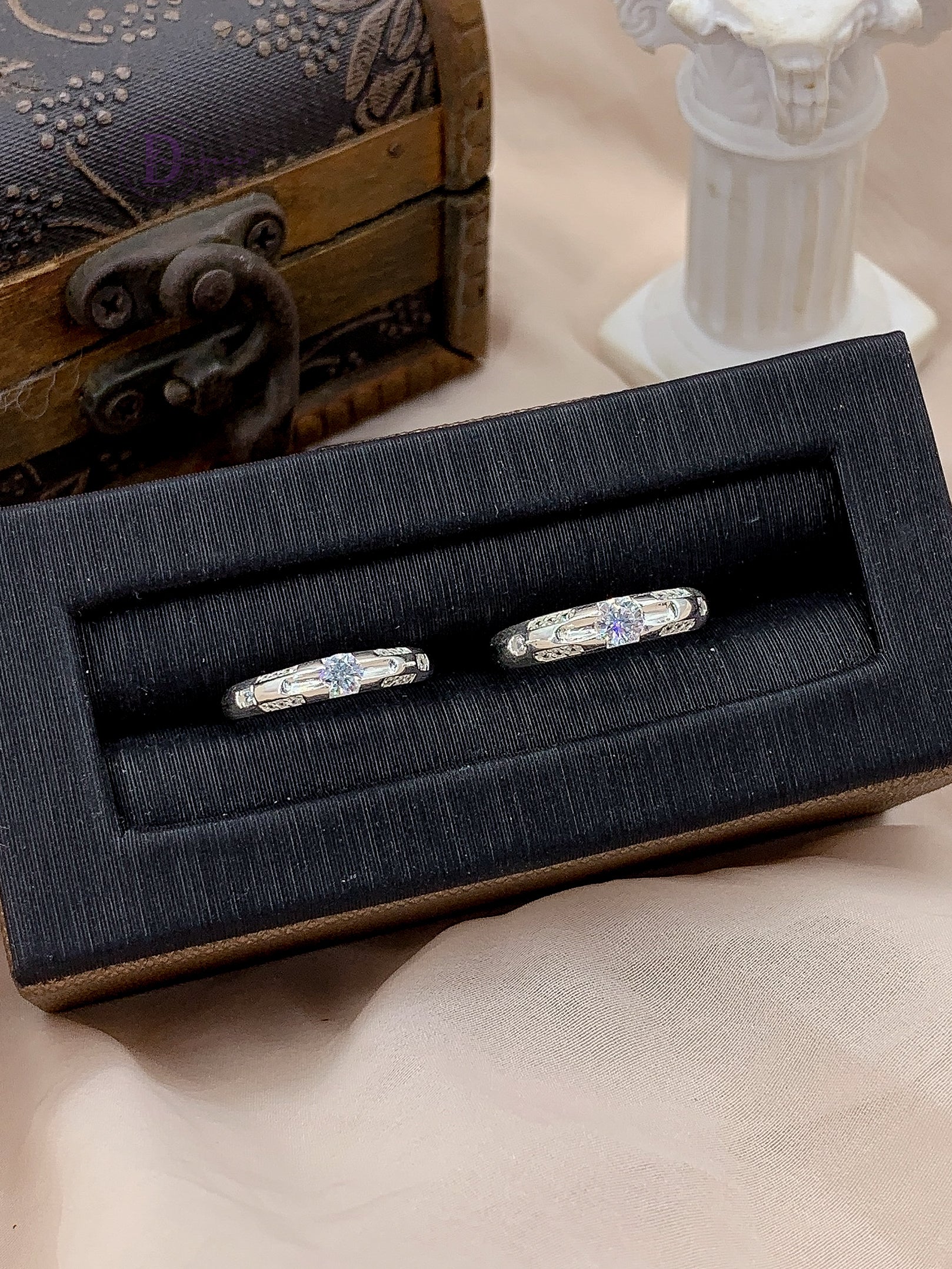 Nhẫn Cặp Stone Galaxy Bản Đính Đá & 1 Viên Đá Chủ - Sterling Silver Couple Rings 2723NH