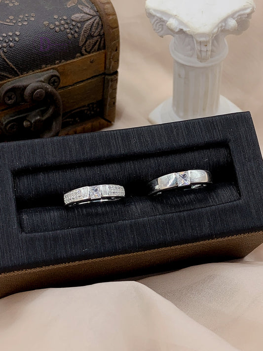 Nhẫn Cặp Đính Đá Baguette - Sterling Silver Couple Rings 2726NH