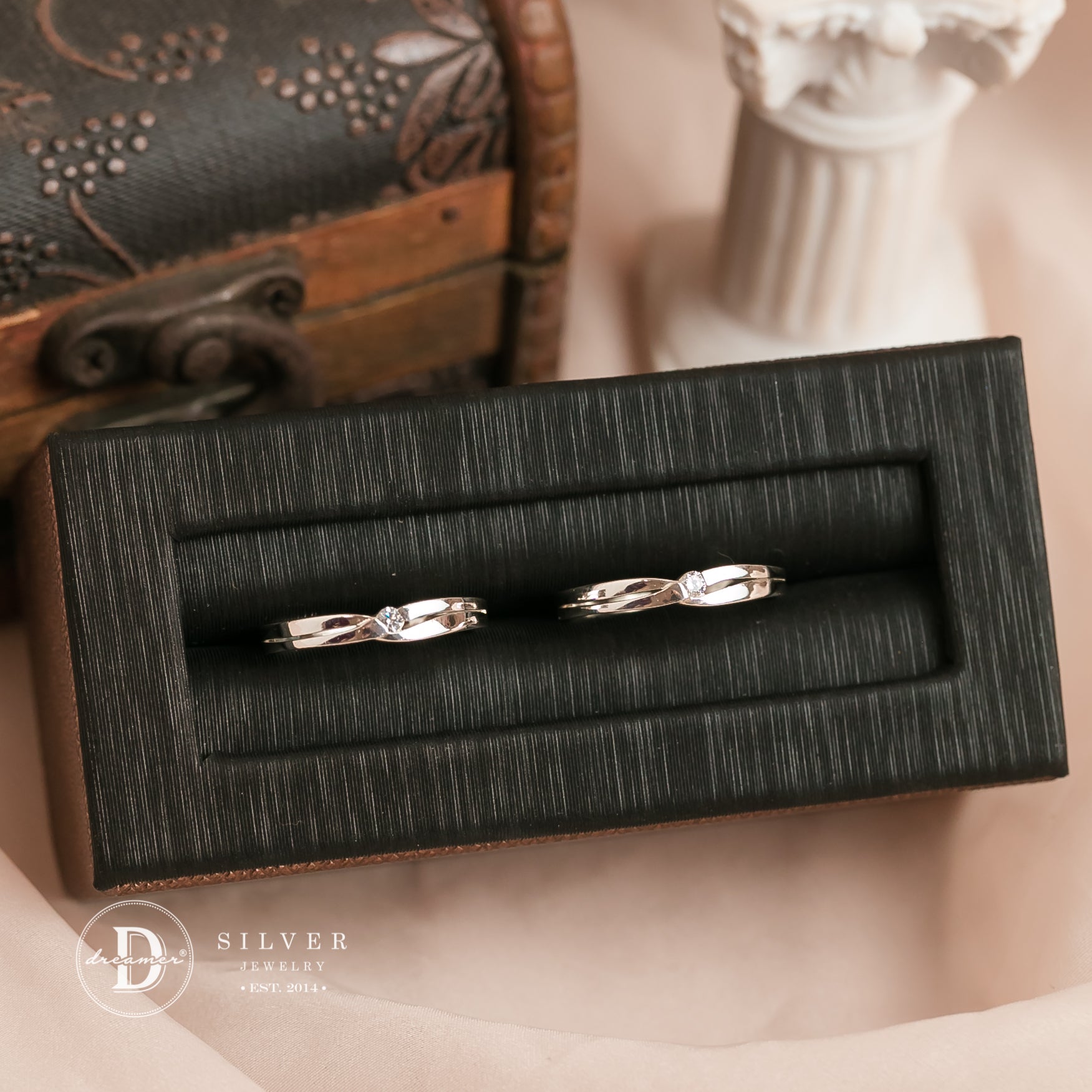 Nhẫn Cặp X Line Bản Chéo 1 Viên Đá - Sterling Silver Couple Rings 816NH
