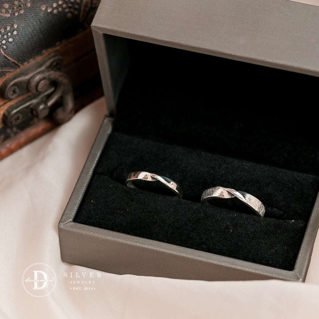 Nhẫn Cặp Twist Band - Sterling Silver Couple Rings 2656NT