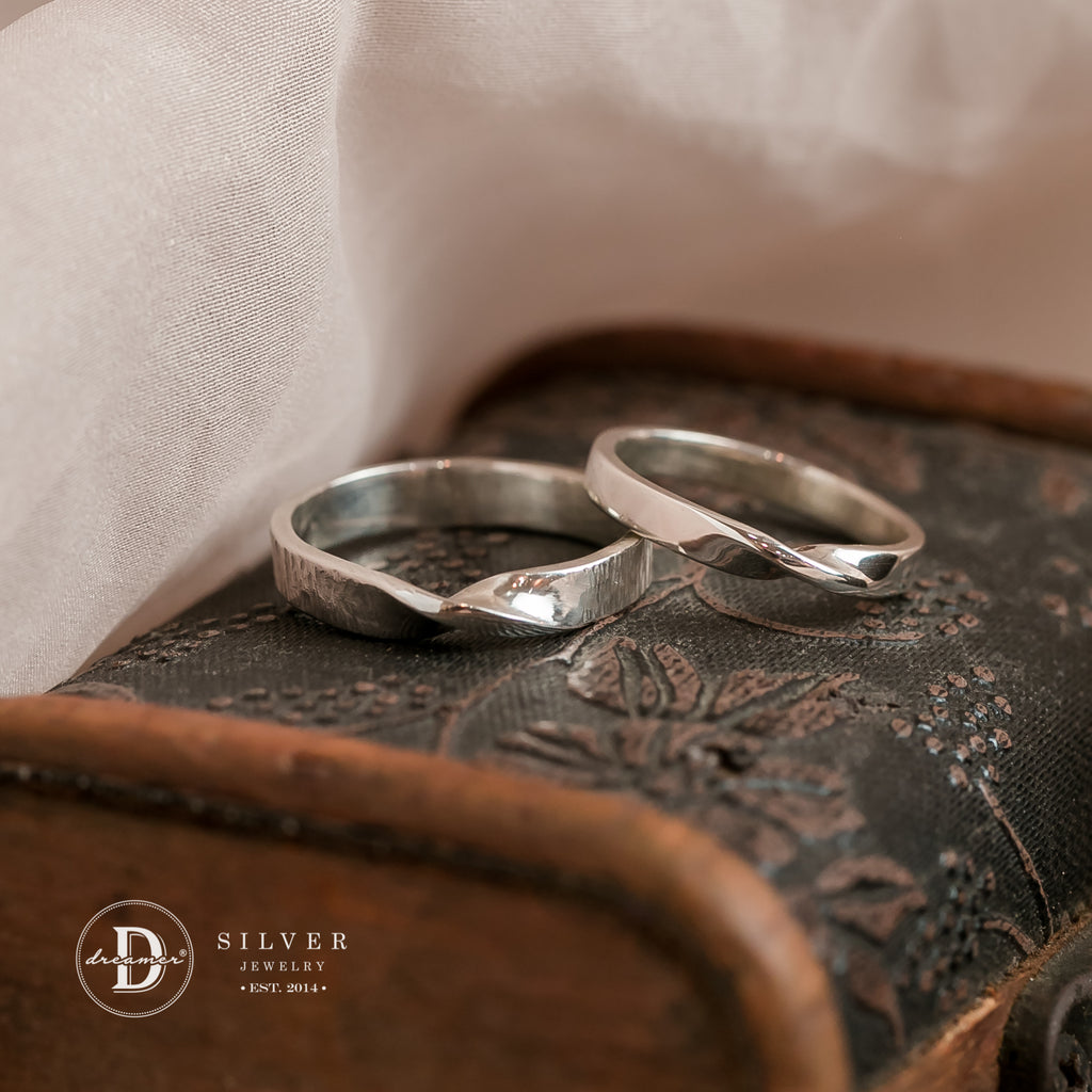 Nhẫn Cặp Twist Band - Sterling Silver Couple Rings 2656NT