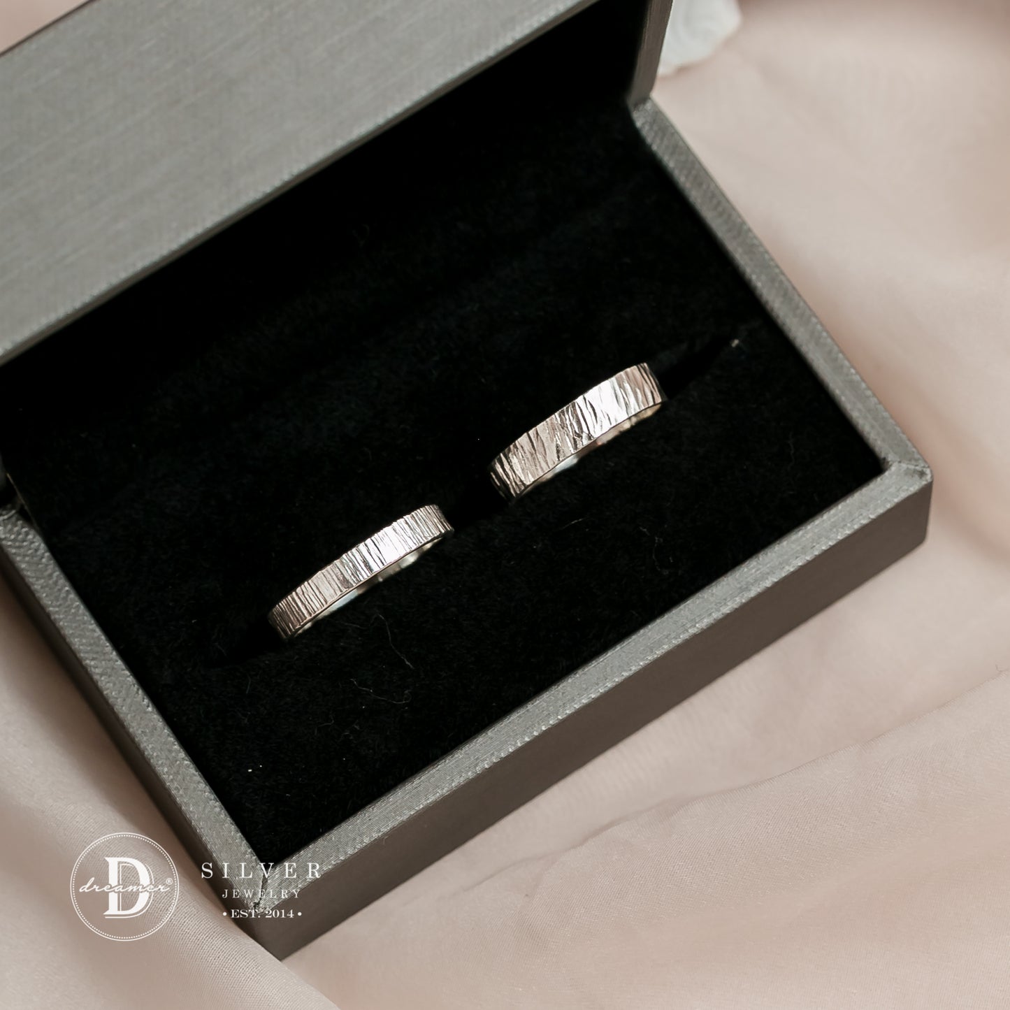 Nhẫn Cặp Line Hammer Texture Band - Sterling Silver Couple Rings 1926NT