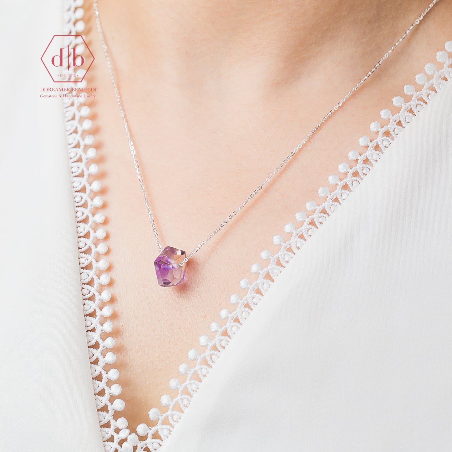 Dây Chuyền Bạc 925 Đá Tinh Thể Thạch Anh Tím - Raw Amethyst Sterling Silver Necklace