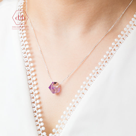 Dây Chuyền Bạc 925 Đá Tinh Thể Thạch Anh Tím - Raw Amethyst Sterling Silver Necklace