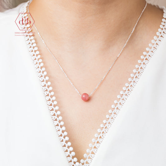 Dây Chuyền Bạc 925 Đá Đào Hoa - Rhodiochrosite Sterling Silver Necklace