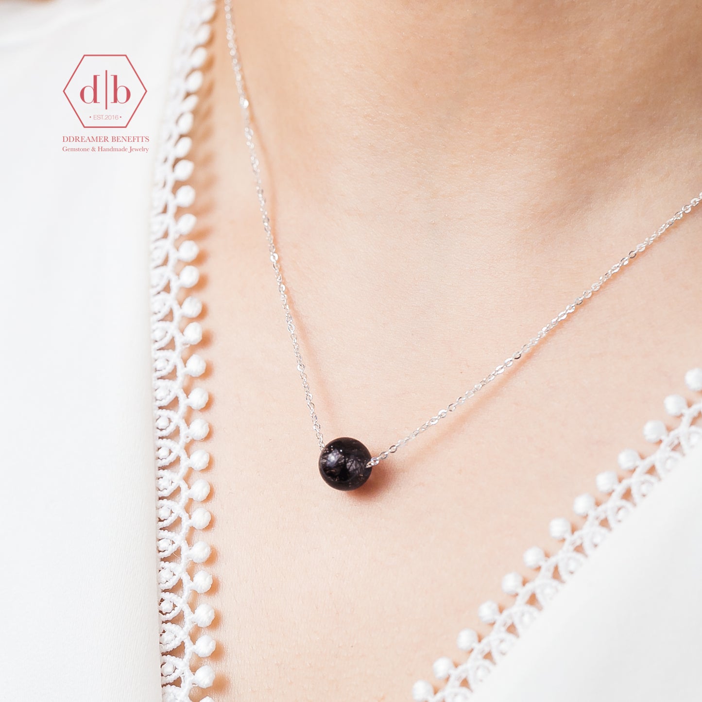 Dây Chuyền Bạc 925 Đá Thạch Anh Tóc Đen - Black Quartz Sterling Silver Necklace
