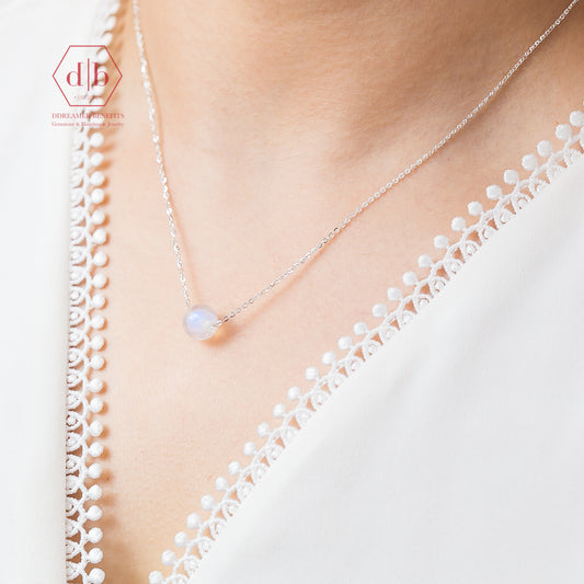 Dây Chuyền Bạc 925 Đá Ánh Trăng Moonstone Sterling Silver Necklace