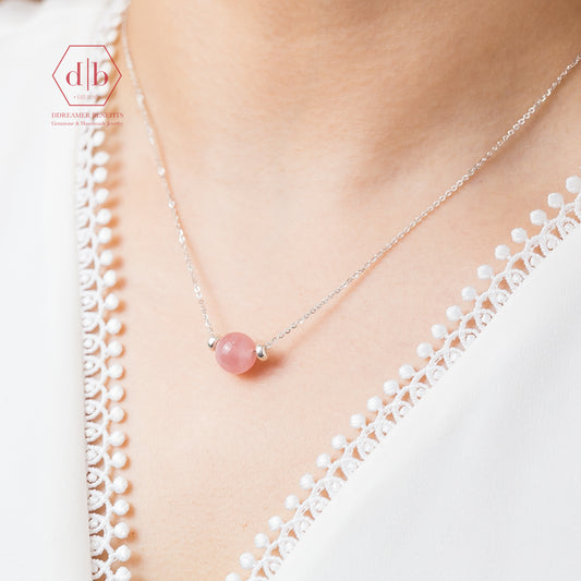Dây Chuyền Bạc 925 Đá Thạch Anh Hồng - Rose Quartz Sterling Silver Necklace