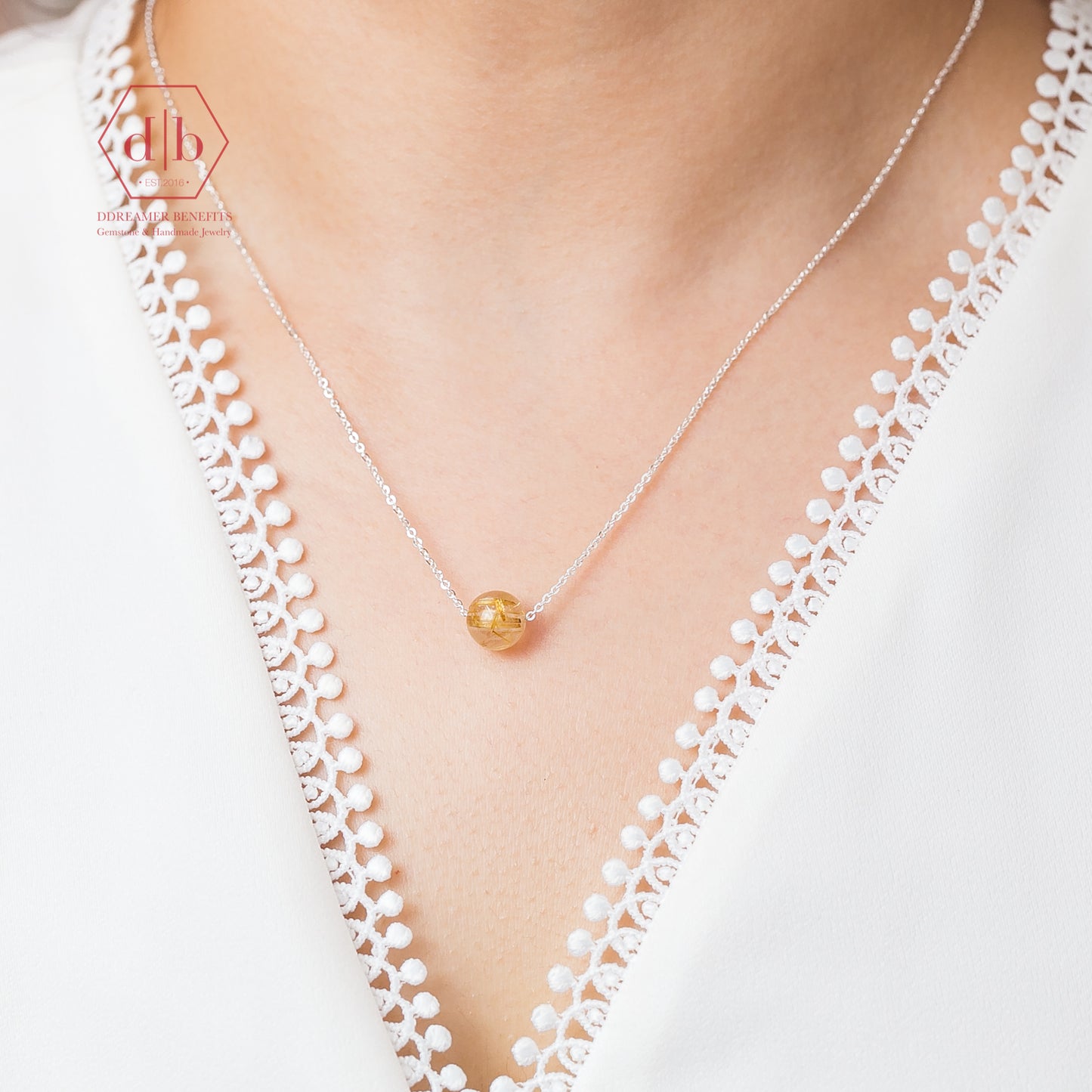 Dây Chuyền Bạc 925 Đá Thạch Anh Tóc Vàng - Golden Quartz Sterling Silver Necklace