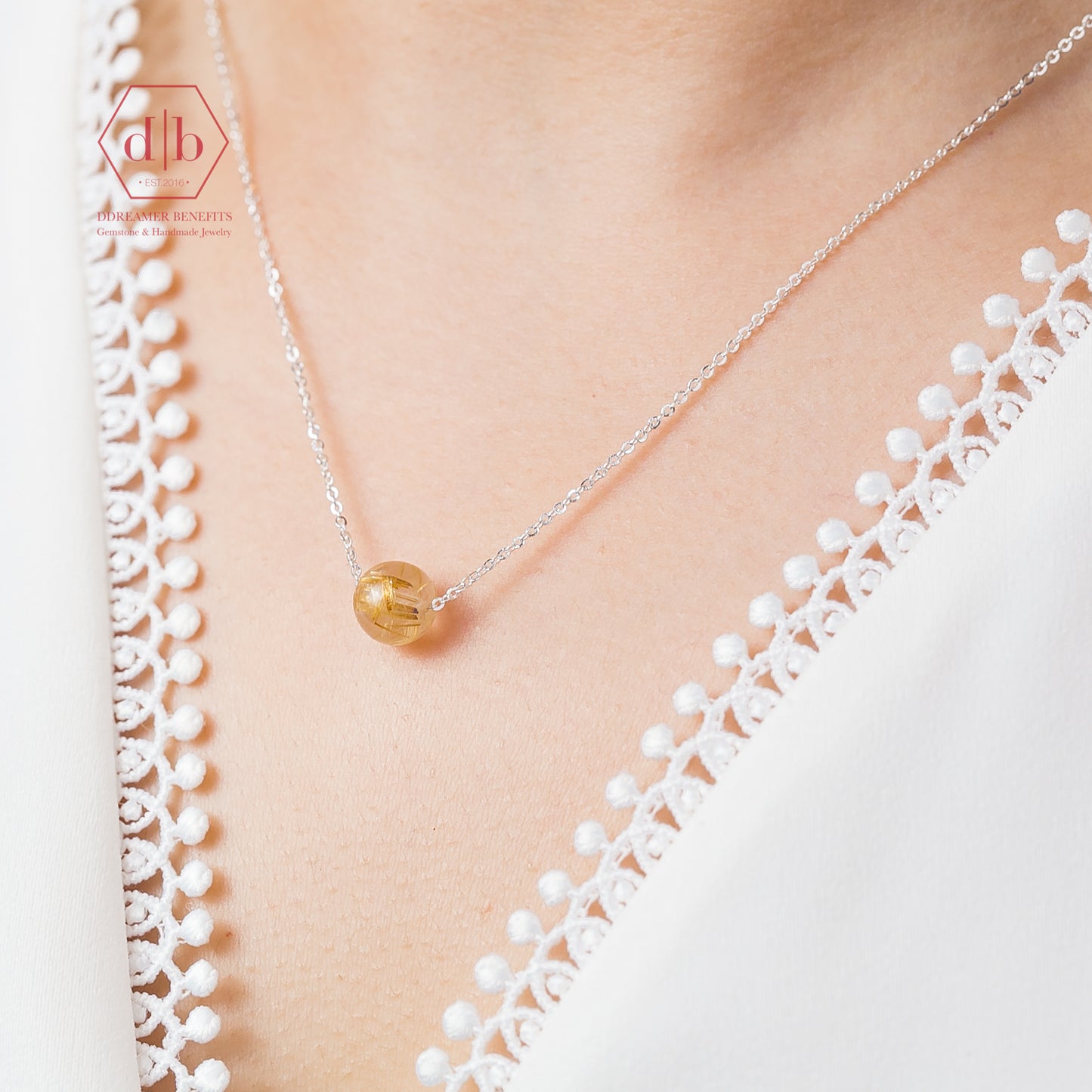 Dây Chuyền Bạc 925 Đá Thạch Anh Tóc Vàng - Golden Quartz Sterling Silver Necklace