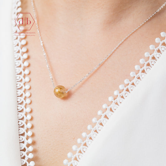 Dây Chuyền Bạc 925 Đá Thạch Anh Tóc Vàng - Golden Quartz Sterling Silver Necklace