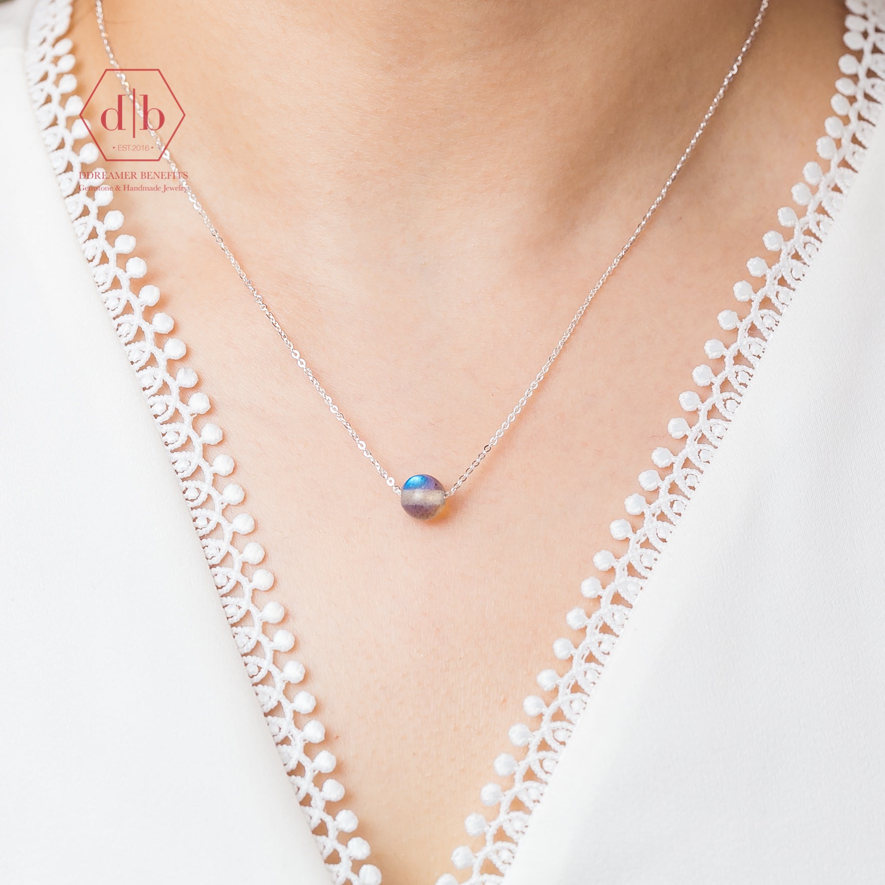 Dây Chuyền Bạc 925 Đá Hắc Nguyệt Quang - Labradorite Sterling Silver Necklace
