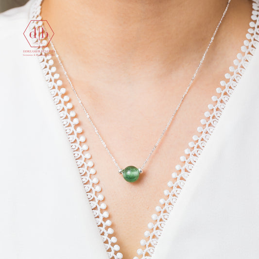 Dây Chuyền Bạc 925 Đá Thạch Anh Dâu Tây Xanh Lá - Green Strawberry Quartz Sterling Silver Necklace