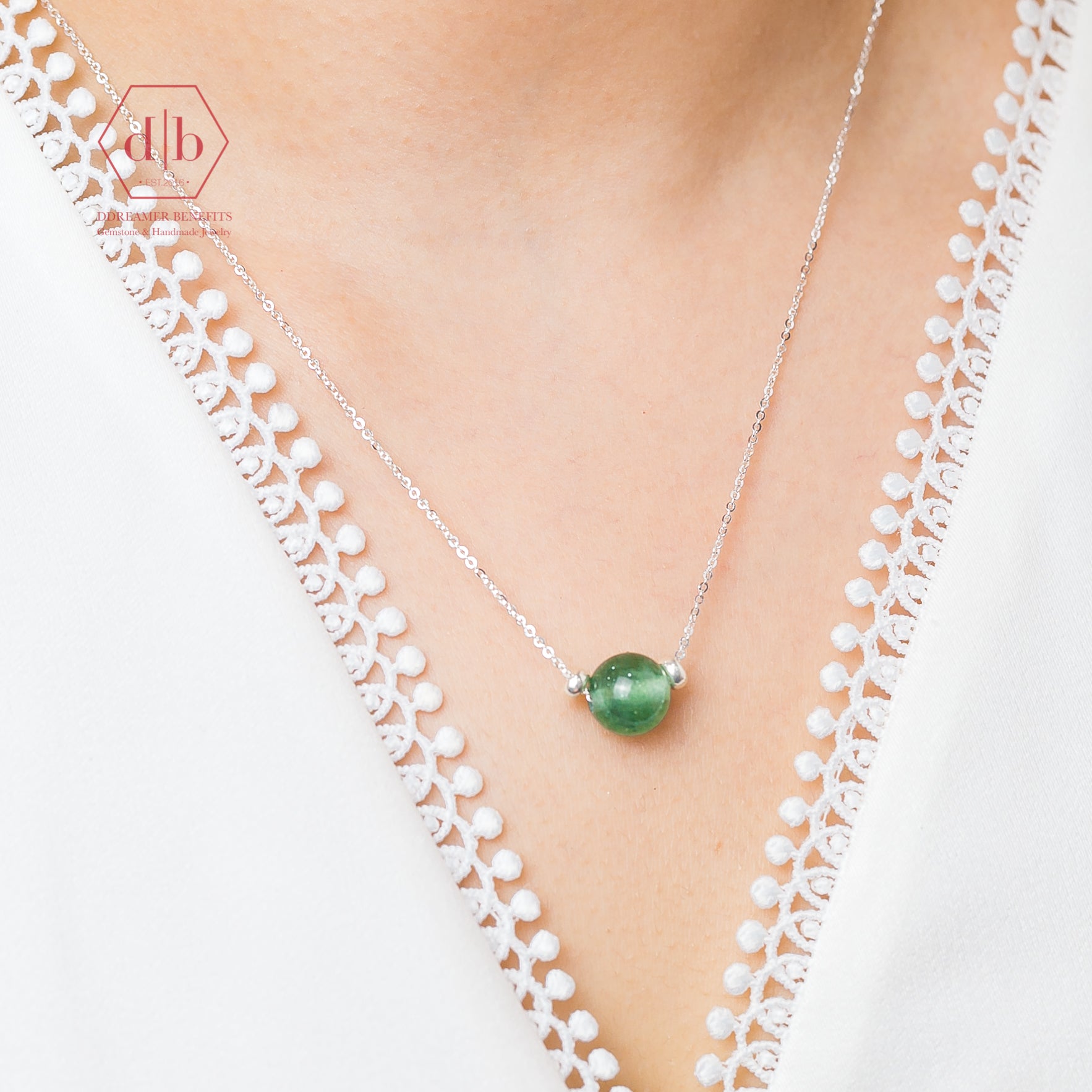 Dây Chuyền Bạc 925 Đá Thạch Anh Dâu Tây Xanh Lá - Green Strawberry Quartz Sterling Silver Necklace