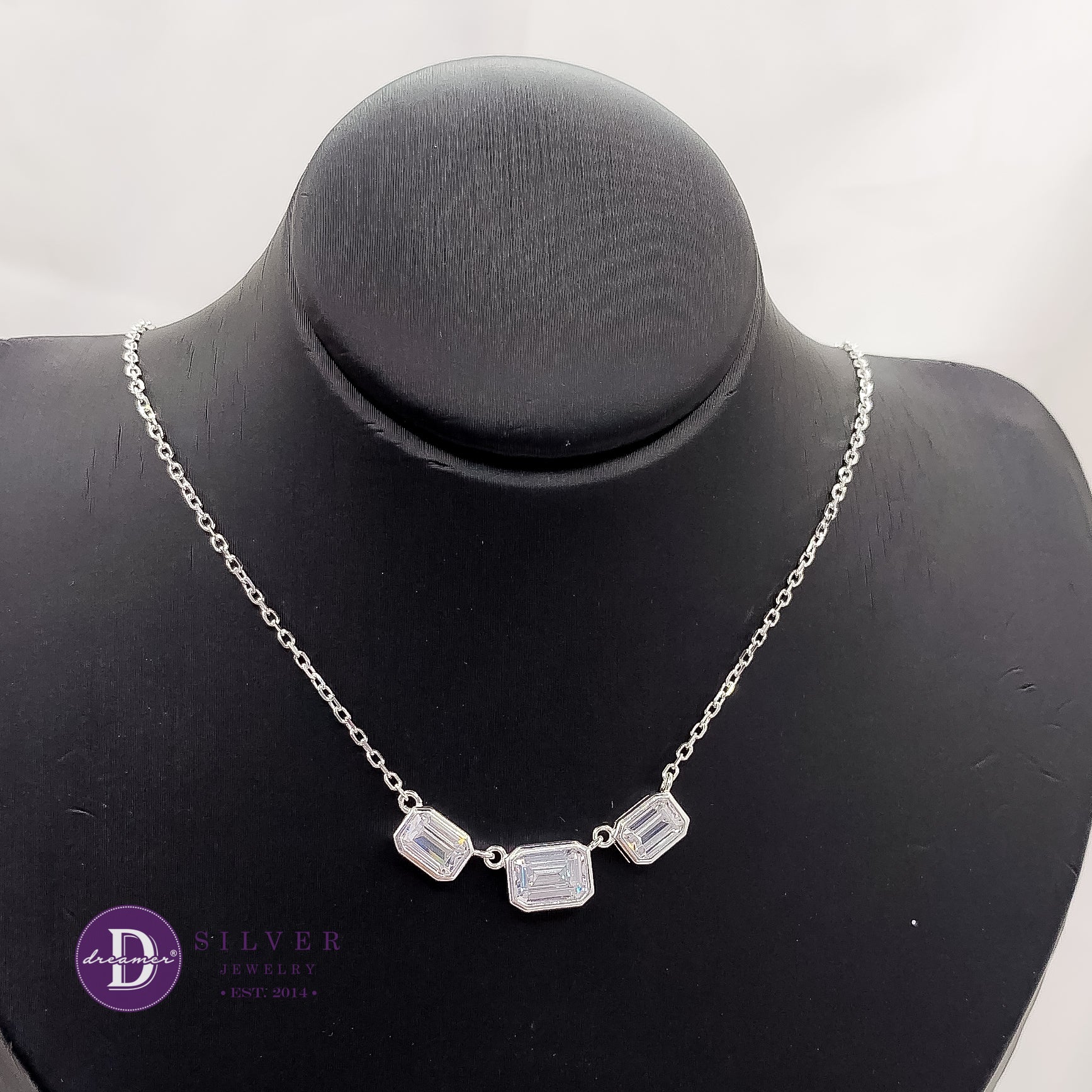 Dây Chuyền Đá Baguette Sang Trọng - Elegant Baguette Stones Necklace Sterling Silver P1213DCH