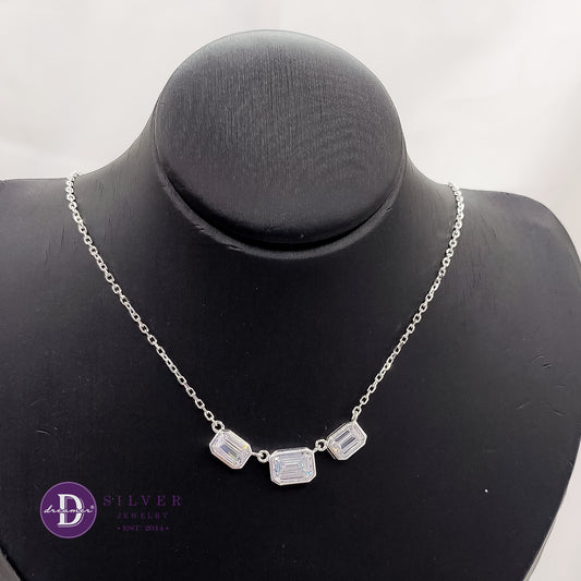 Dây Chuyền Đá Baguette Sang Trọng - Elegant Baguette Stones Necklace Sterling Silver P1213DCH