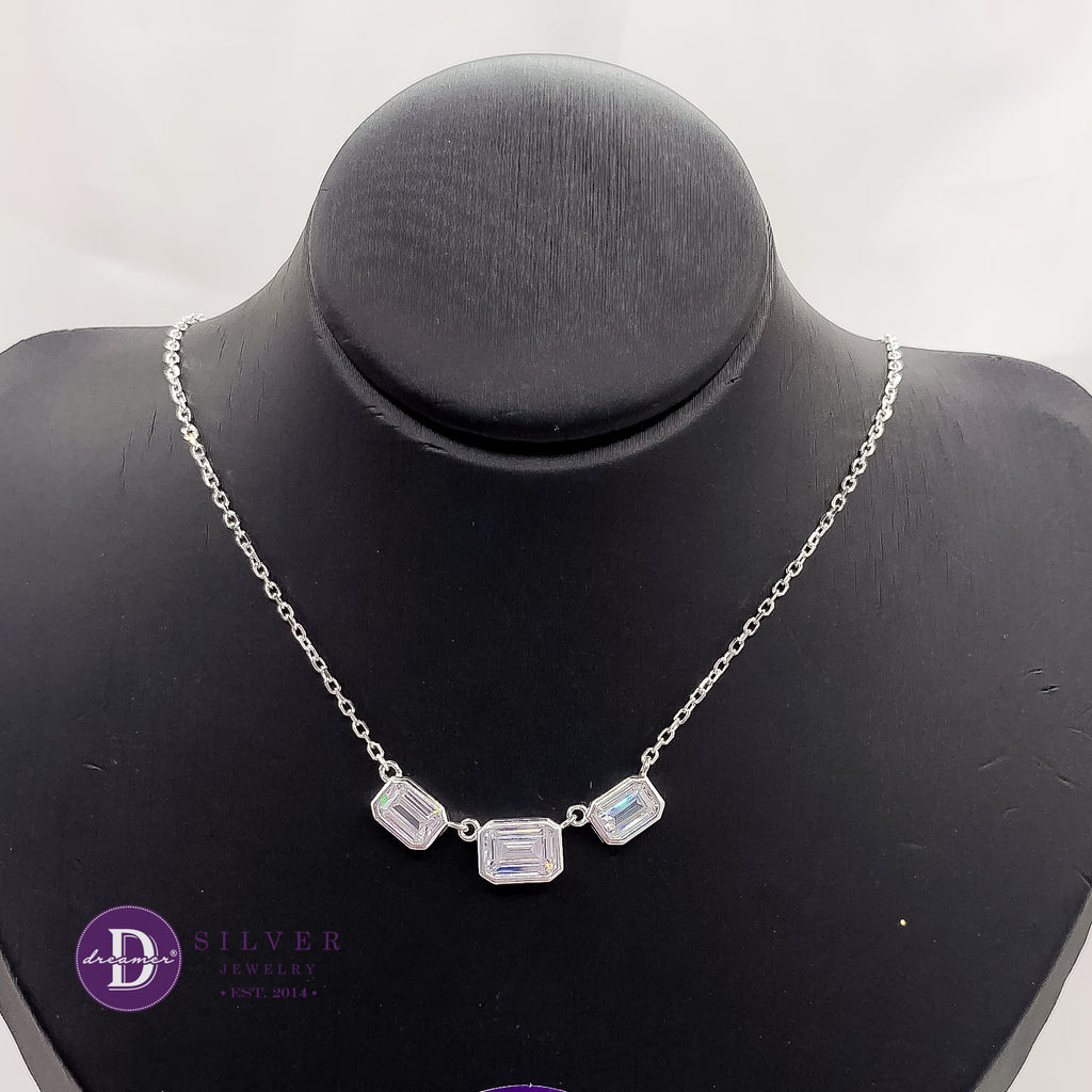 Dây Chuyền Đá Baguette Sang Trọng - Elegant Baguette Stones Necklace Sterling Silver P1213DCH