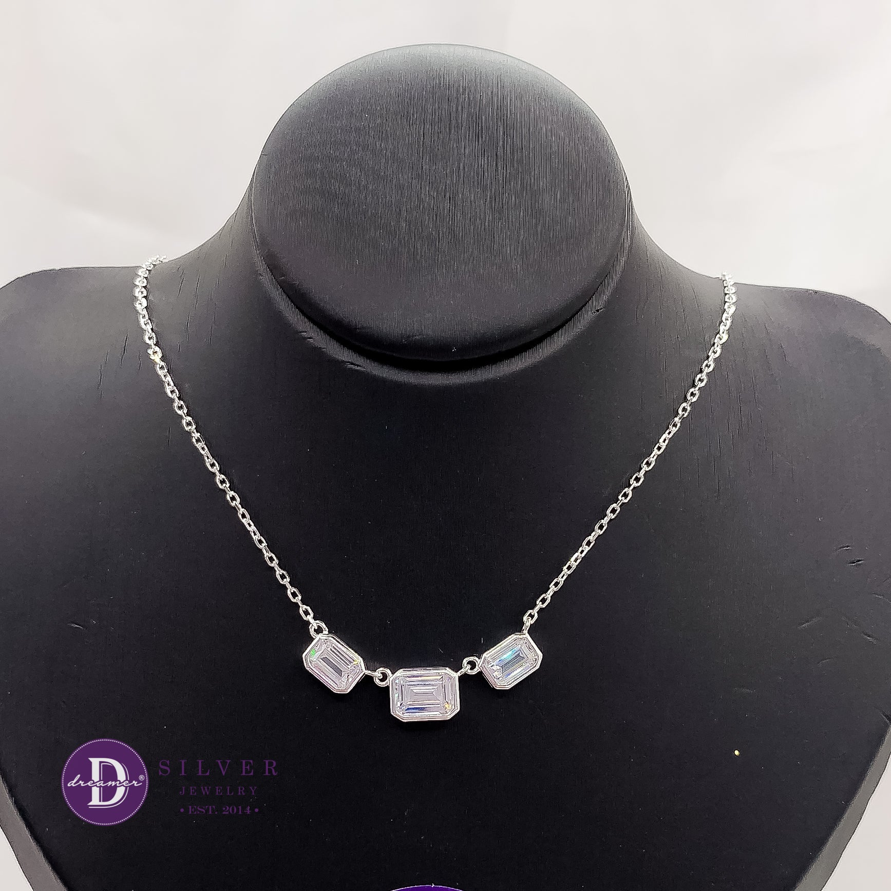Dây Chuyền Đá Baguette Sang Trọng - Elegant Baguette Stones Necklace Sterling Silver P1213DCH
