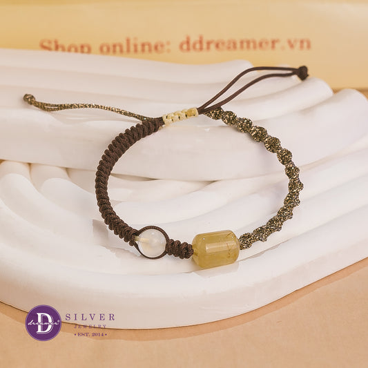 [NHIỀU MẪU] Vòng Thắt Đá Thạch Anh Tóc Vàng & Charm Bạc 925 - Golden Quartz Handmade Braid Bracelets with Silver 925 Charms