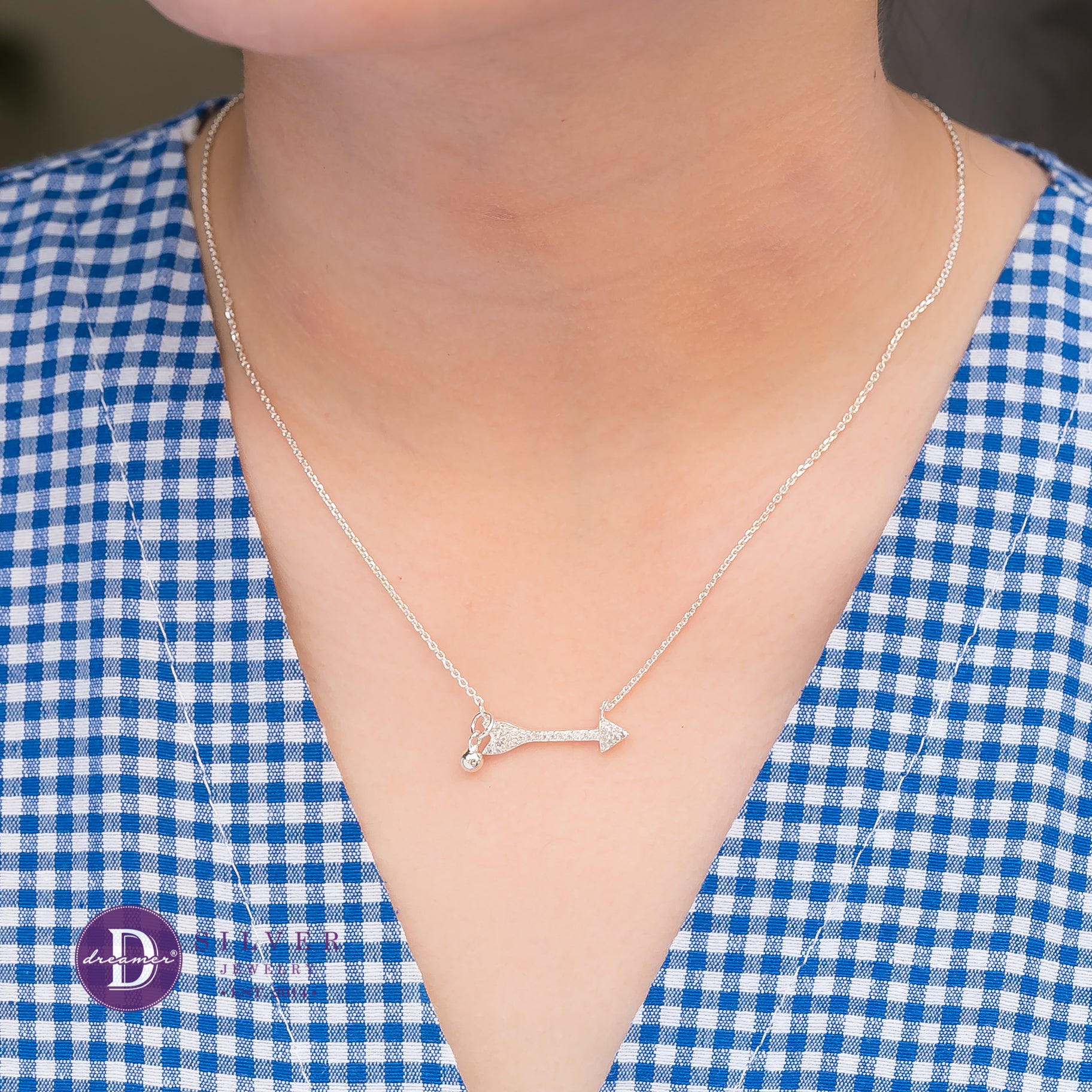 Dây Chuyền Mũi Tên Đính Đá Bạc 925 - Sparkling Arrow & Bell Sterling Silver Necklace - 353DCH