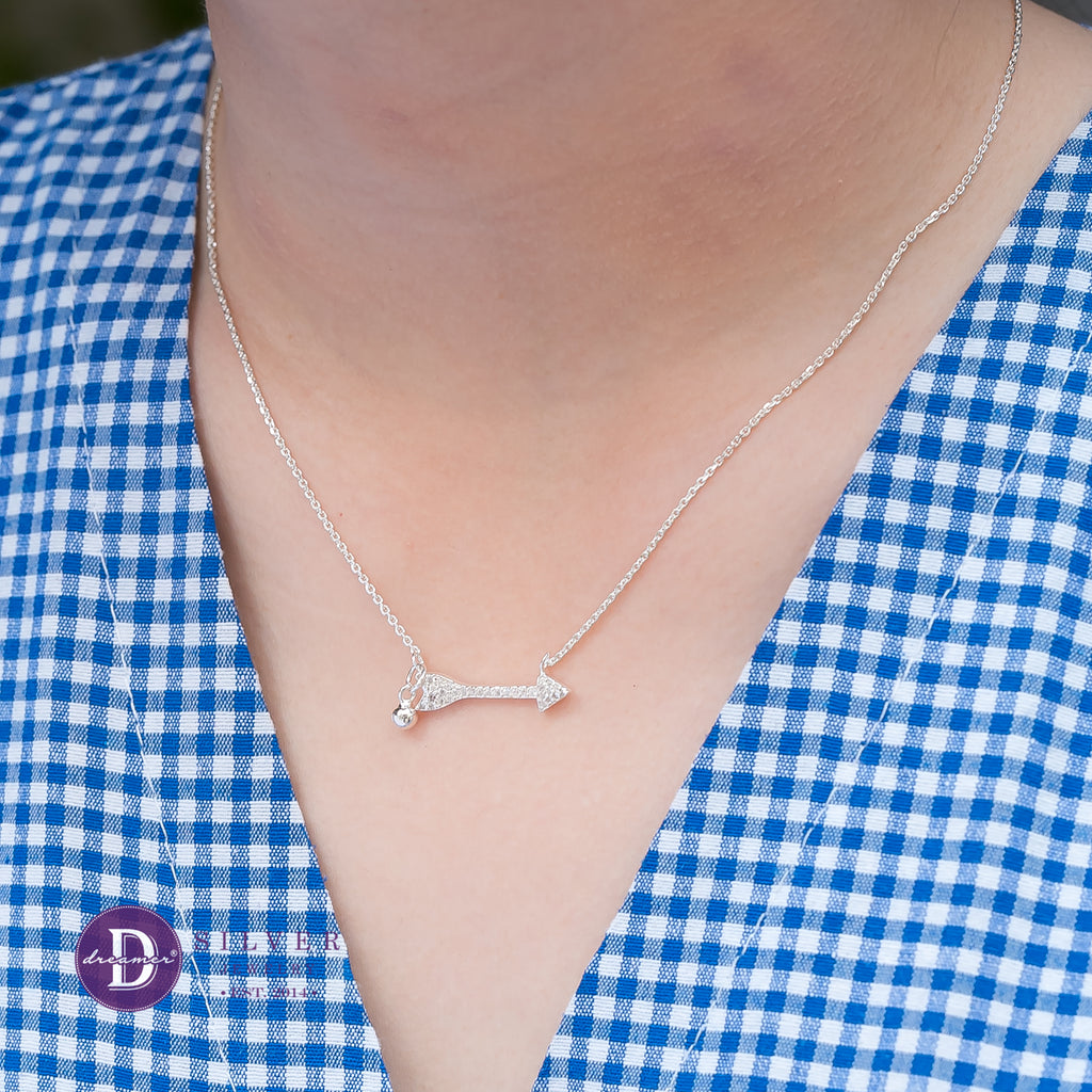 Dây Chuyền Mũi Tên Đính Đá Bạc 925 - Sparkling Arrow & Bell Sterling Silver Necklace - 353DCH