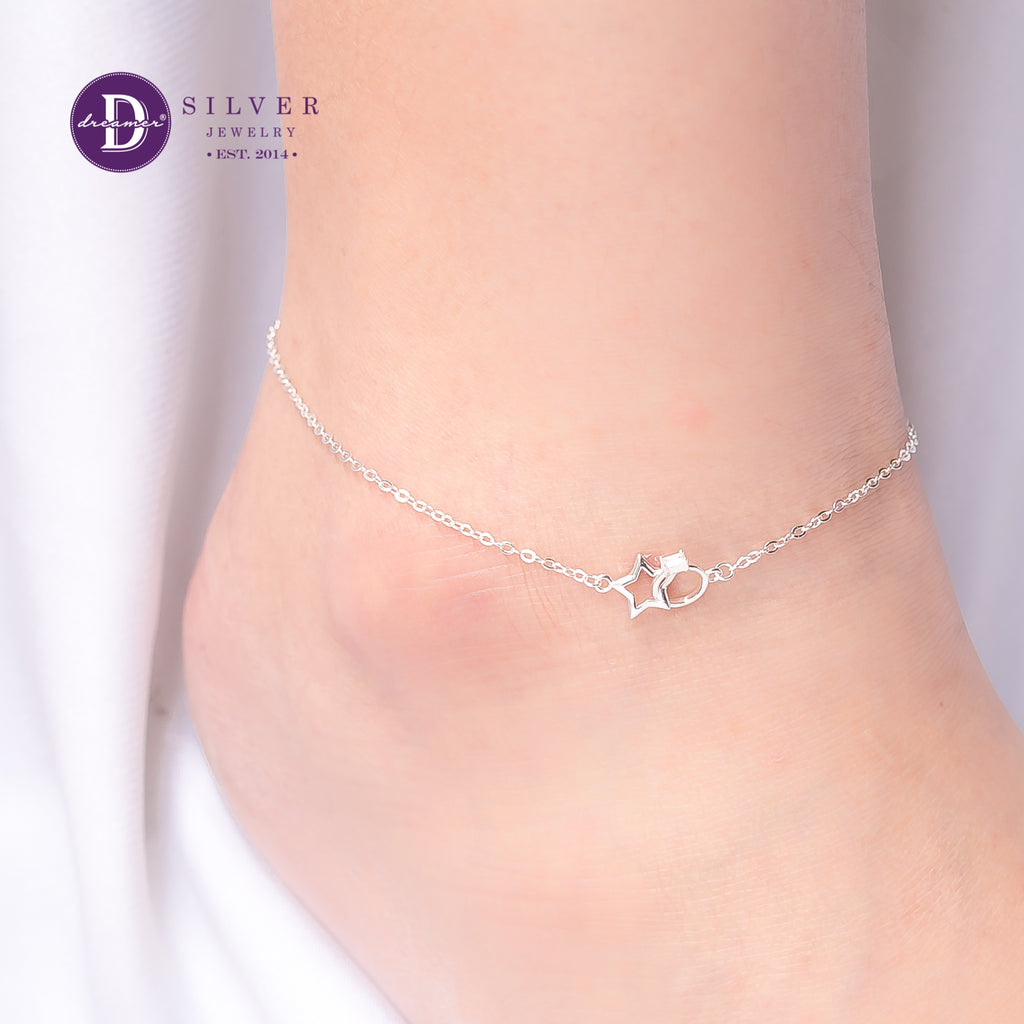 Lắc Chân Nhẫn & Ngôi Sao Lồng - Holding Star & Ring Silver Anklet 543LCH