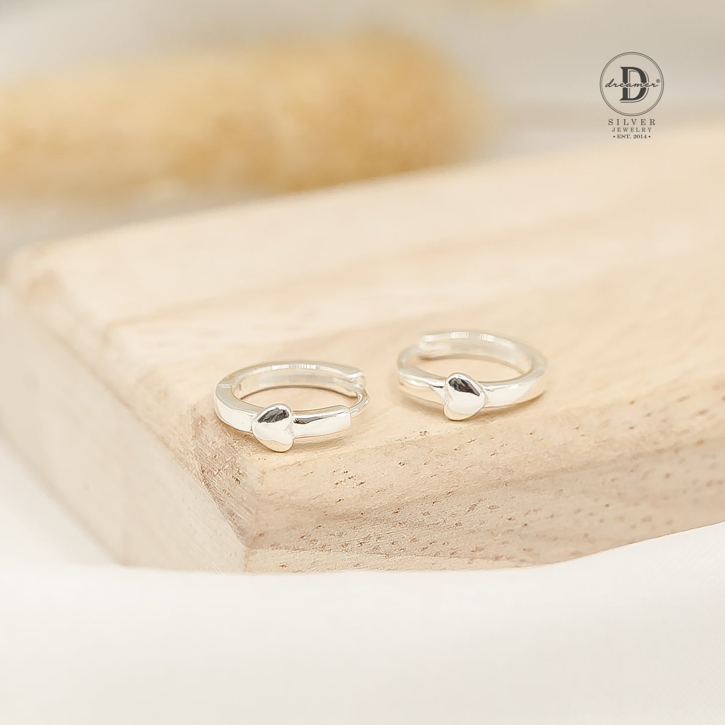 Bông Tai Khoen Trái Tim Nhỏ - Mini Heart Minimal Silver Hoops Earrings