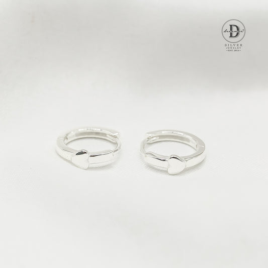 Bông Tai Khoen Trái Tim Nhỏ - Mini Heart Minimal Silver Hoops Earrings