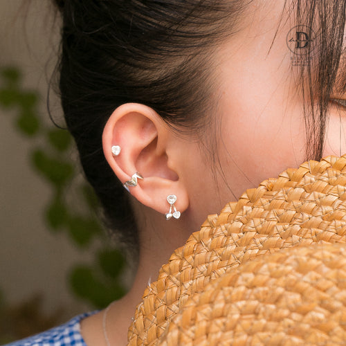 Bông Tai Trái Tim Đính Đá - Sparkling Heart Silver Earrings - 1950BTH