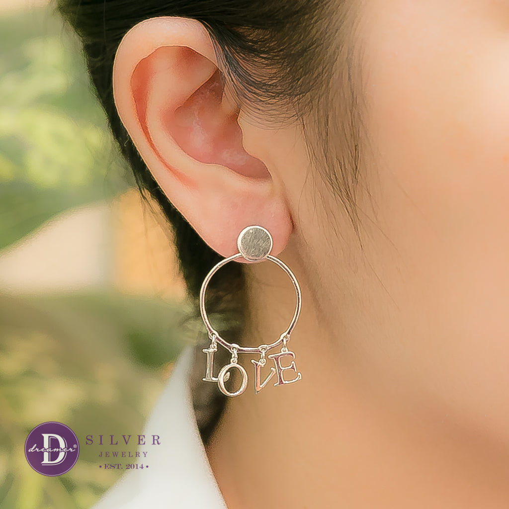 Bông Tai Chữ LOVE Cá Tính - LOVE Silver Earrings 2074BTK