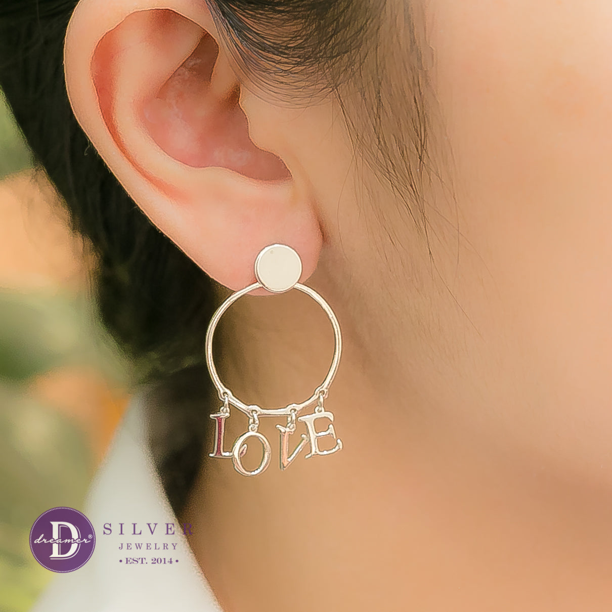 Bông Tai Chữ LOVE Cá Tính - LOVE Silver Earrings