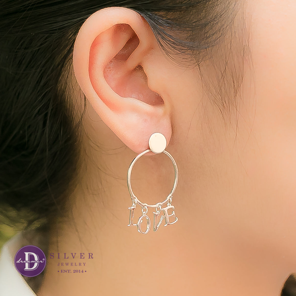 Bông Tai Chữ LOVE Cá Tính - LOVE Silver Earrings