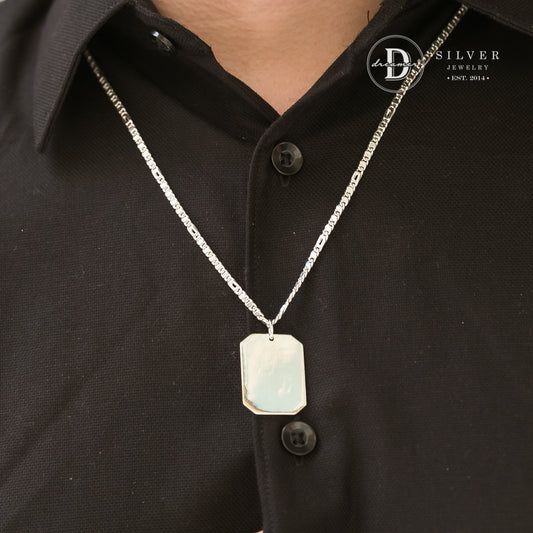 Mặt Dây Chuyền Dog Tag Chữ Nhật Khắc Chữ Dành Cho Nam