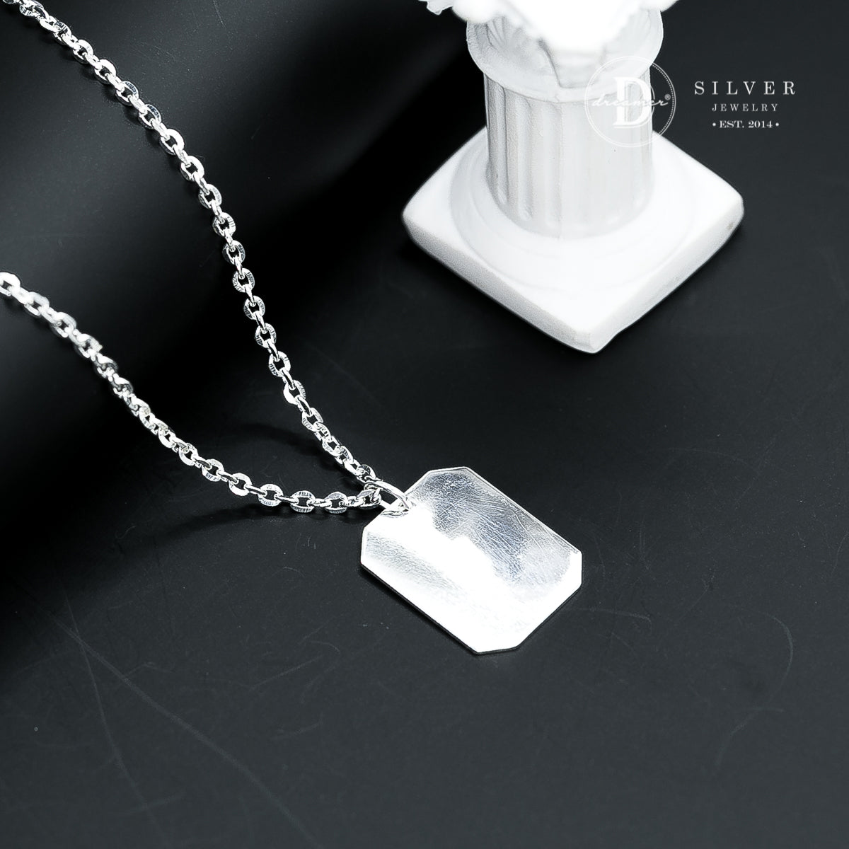 Mặt Dây Chuyền Dog Tag Chữ Nhật Khắc Chữ Dành Cho Nam