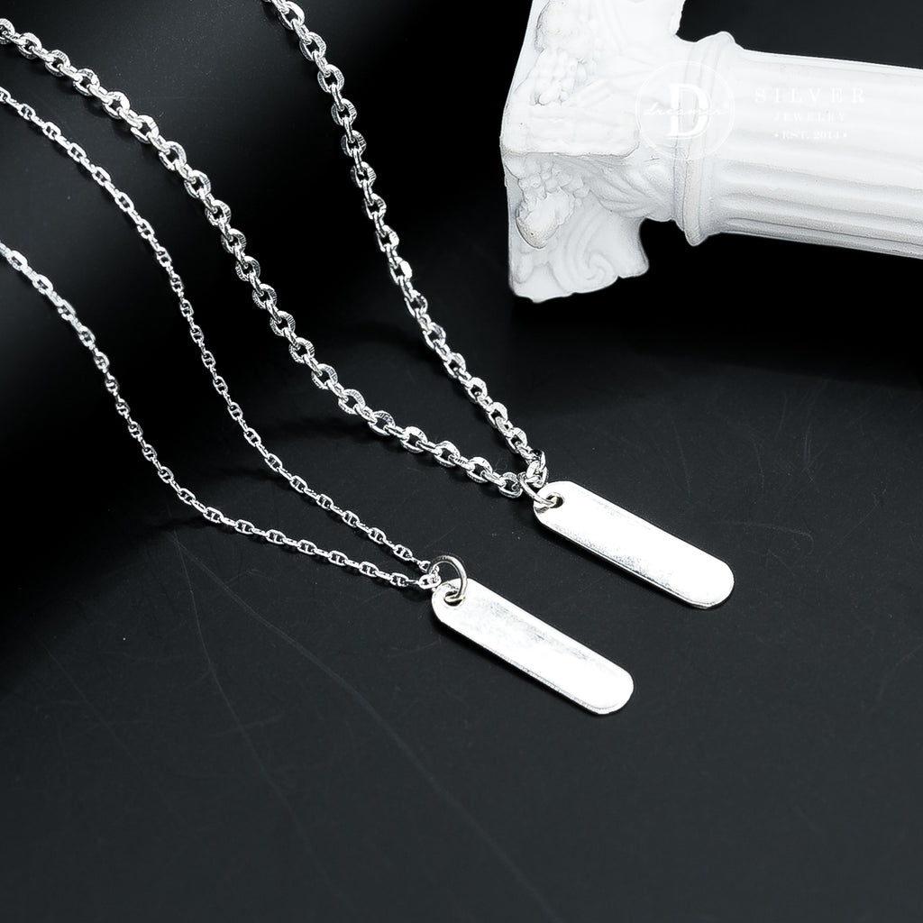Mặt Dây Chuyền Chữ Nhật Unisex Khắc Chữ Dành Cho Nam