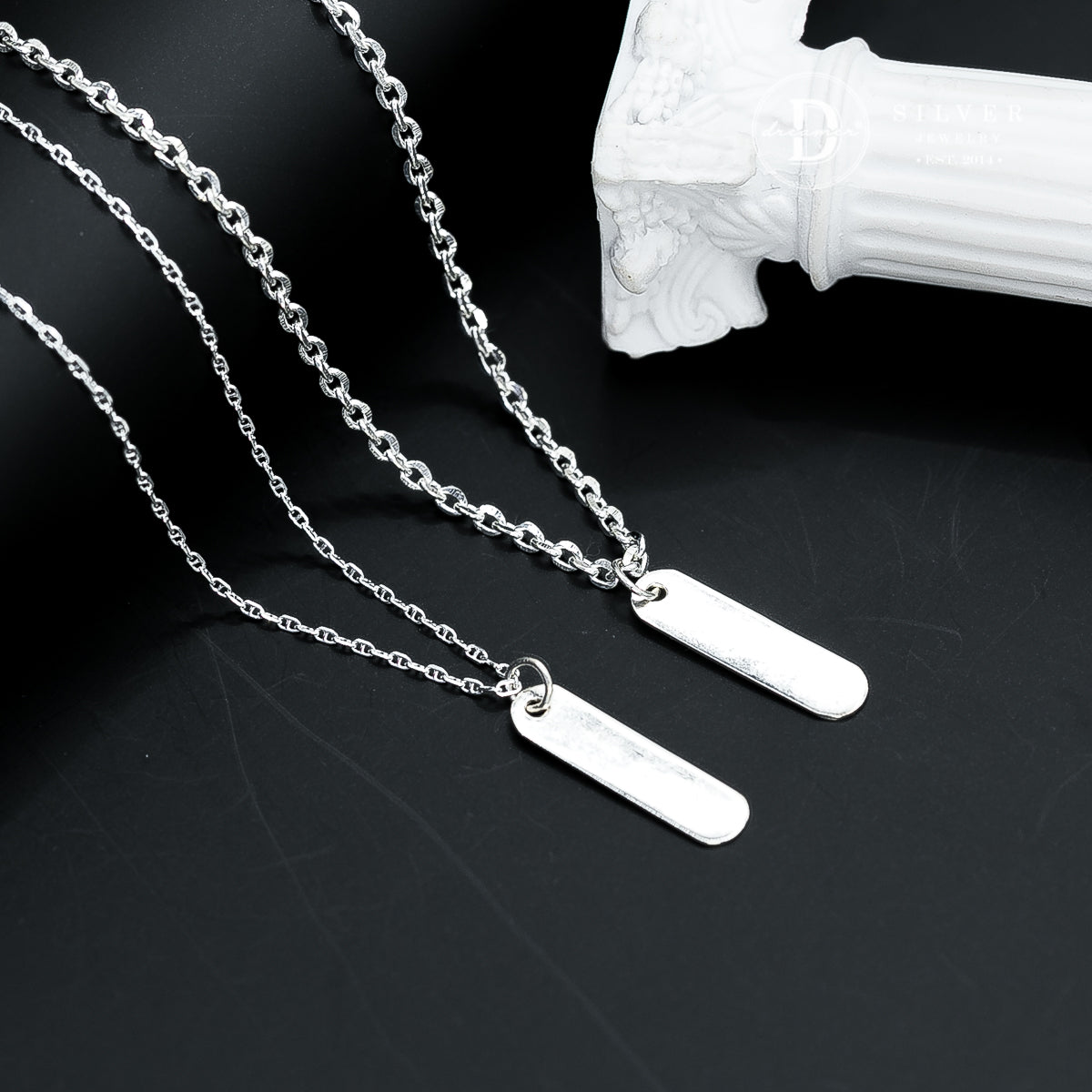 Mặt Dây Chuyền Chữ Nhật Unisex Khắc Chữ Dành Cho Nam