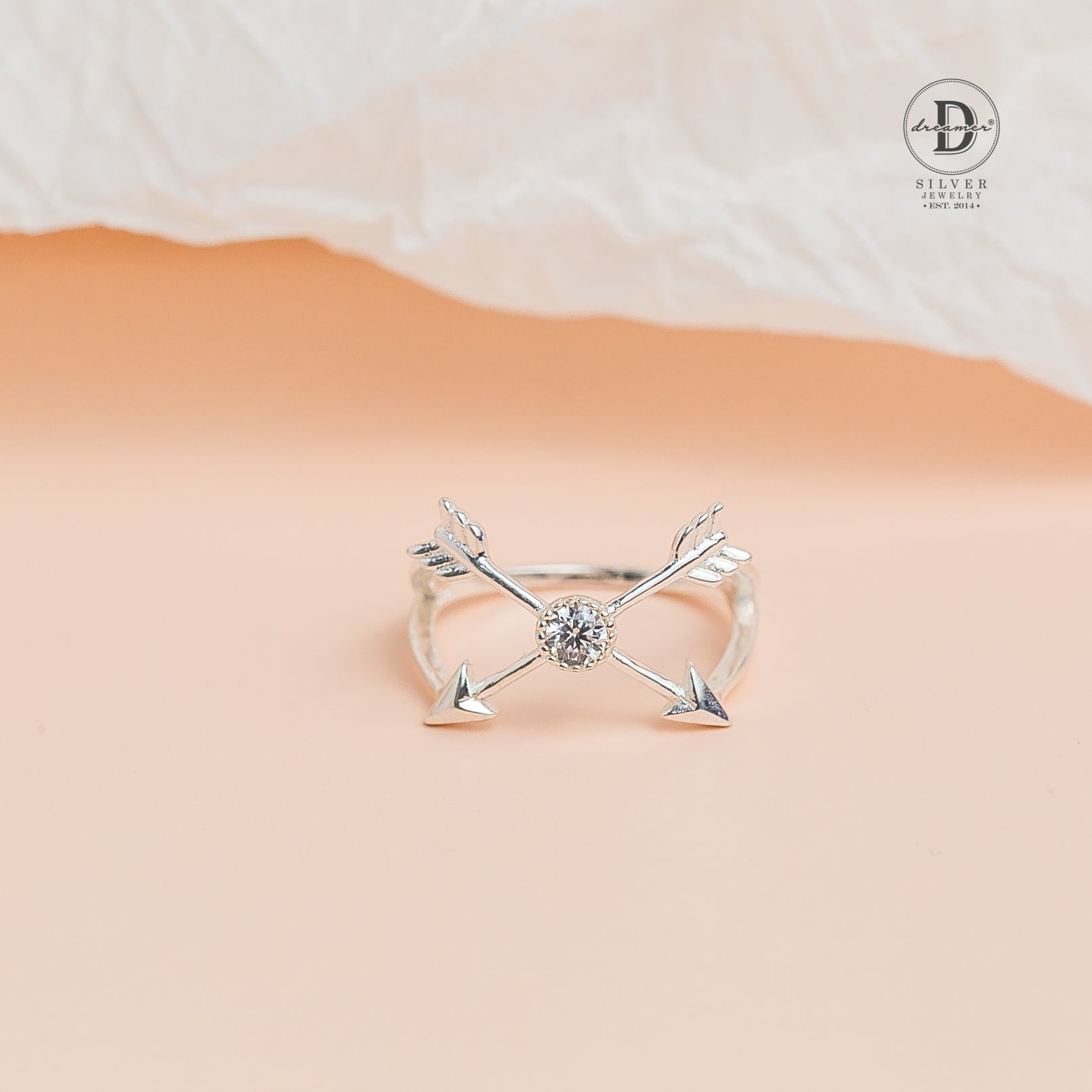 Nhẫn Mũi Tên Đính Đá Cá Tính - Nhẫn Bạc 925 Unisex - Crossing Arrow Silver Ring - 428NH