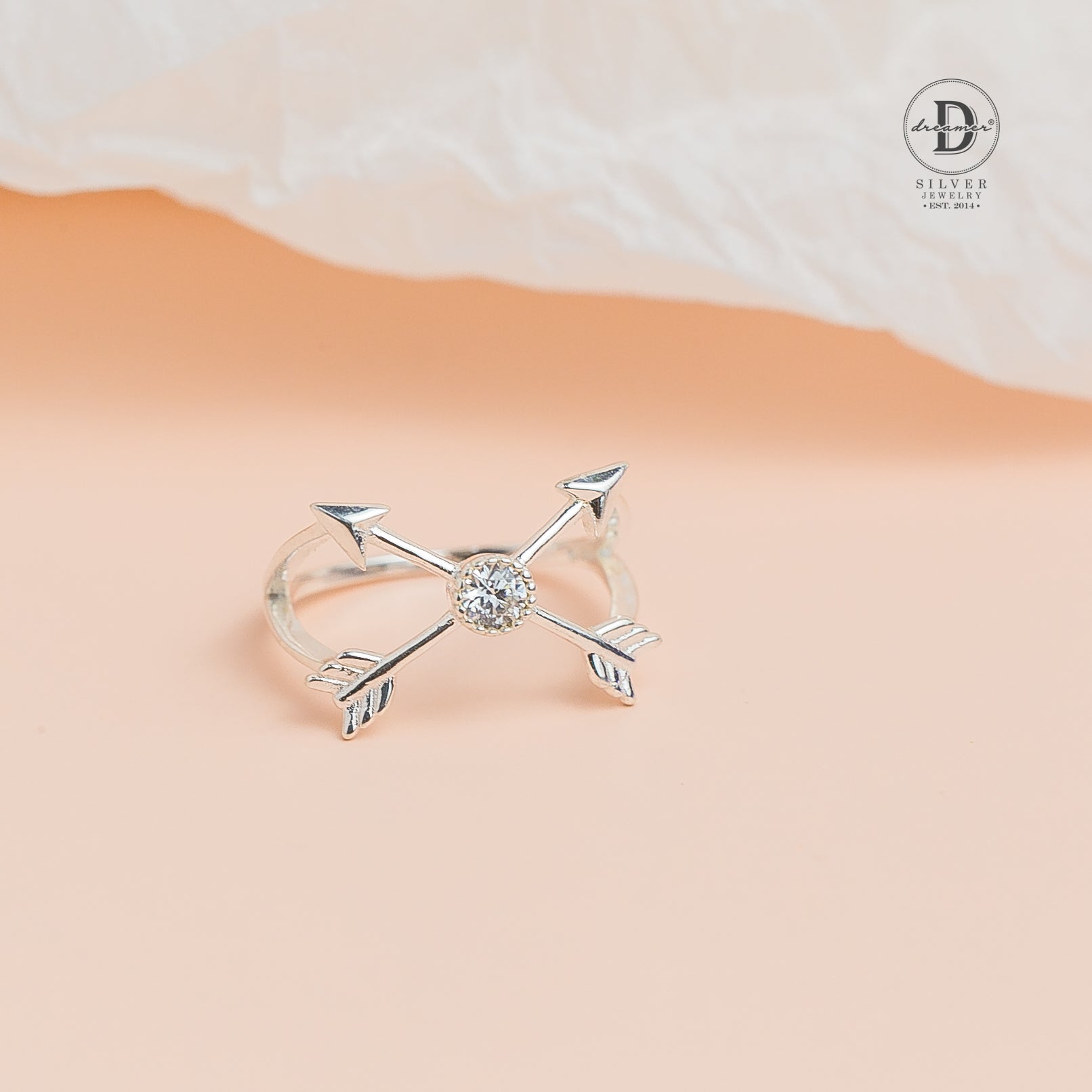 Nhẫn Mũi Tên Đính Đá Cá Tính - Nhẫn Bạc 925 Unisex - Crossing Arrow Silver Ring - 428NH