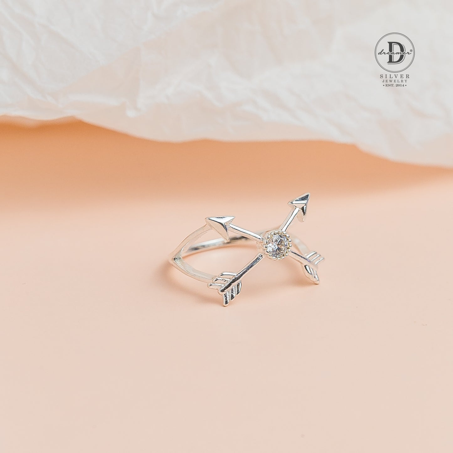 Nhẫn Mũi Tên Đính Đá Cá Tính - Nhẫn Bạc 925 Unisex - Crossing Arrow Silver Ring