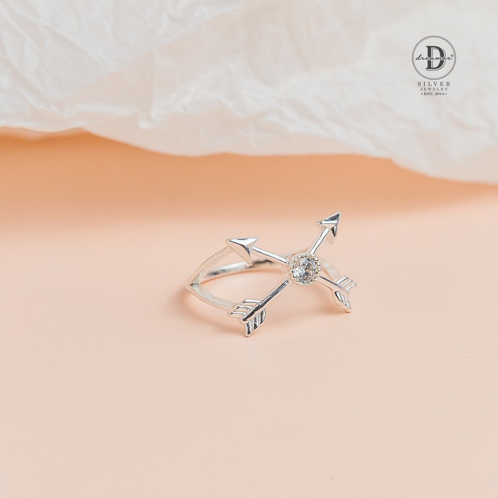 Nhẫn Mũi Tên Đính Đá Cá Tính - Nhẫn Bạc 925 Unisex - Crossing Arrow Silver Ring - 428NH