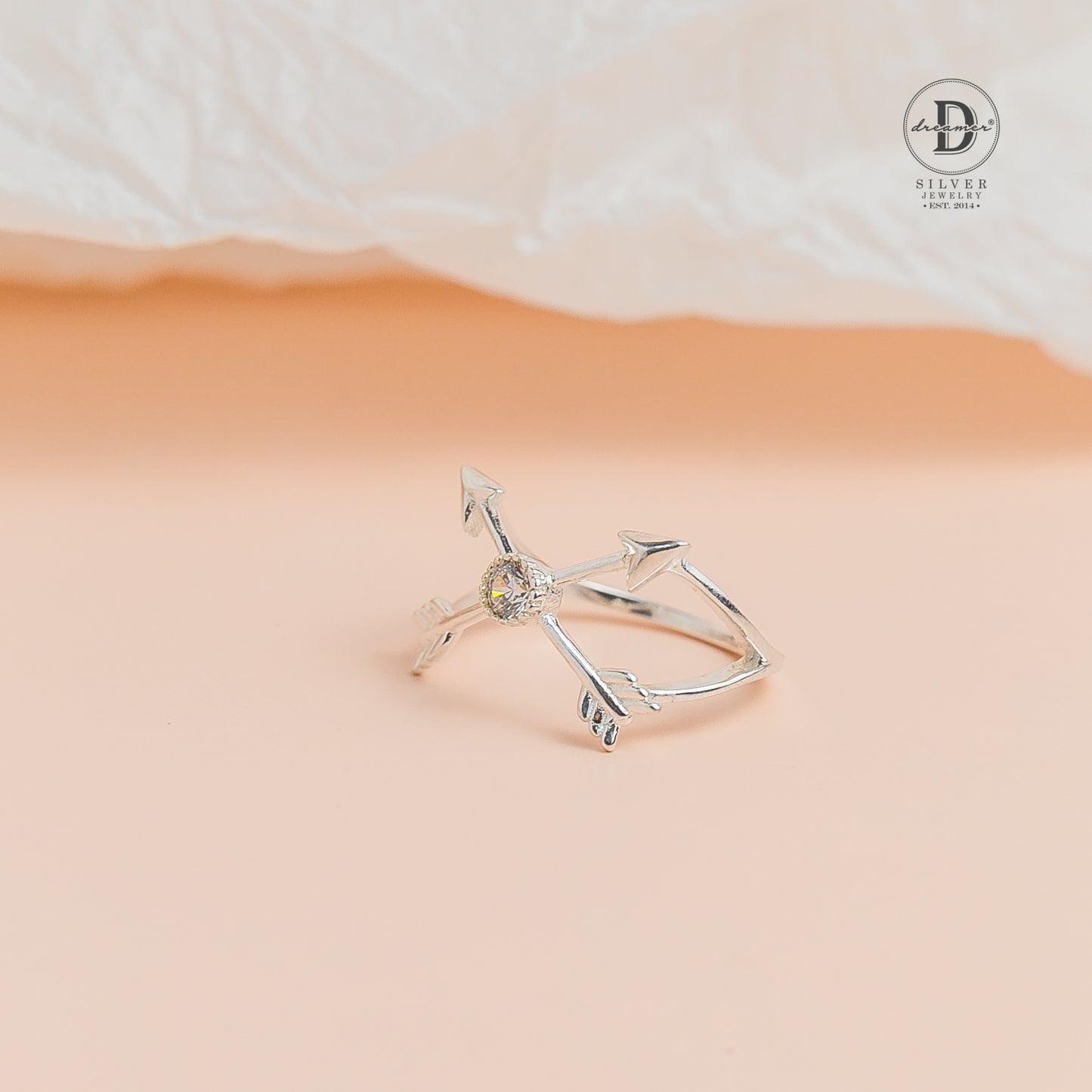 Nhẫn Mũi Tên Đính Đá Cá Tính - Nhẫn Bạc 925 Unisex - Crossing Arrow Silver Ring